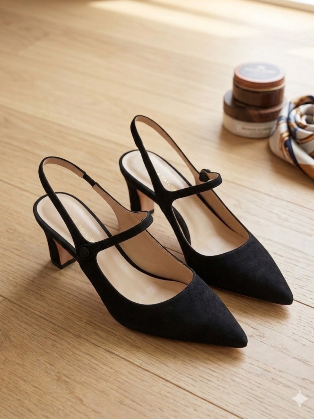 Ann Taylor Black Suede Pointed Slingback Flats - Women's Elegant Slip-On 8.5